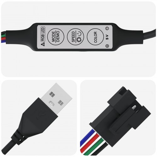 LED Strip 4 stk Sort og Gennemsigtig 40 x 0,8 x 0,3 cm