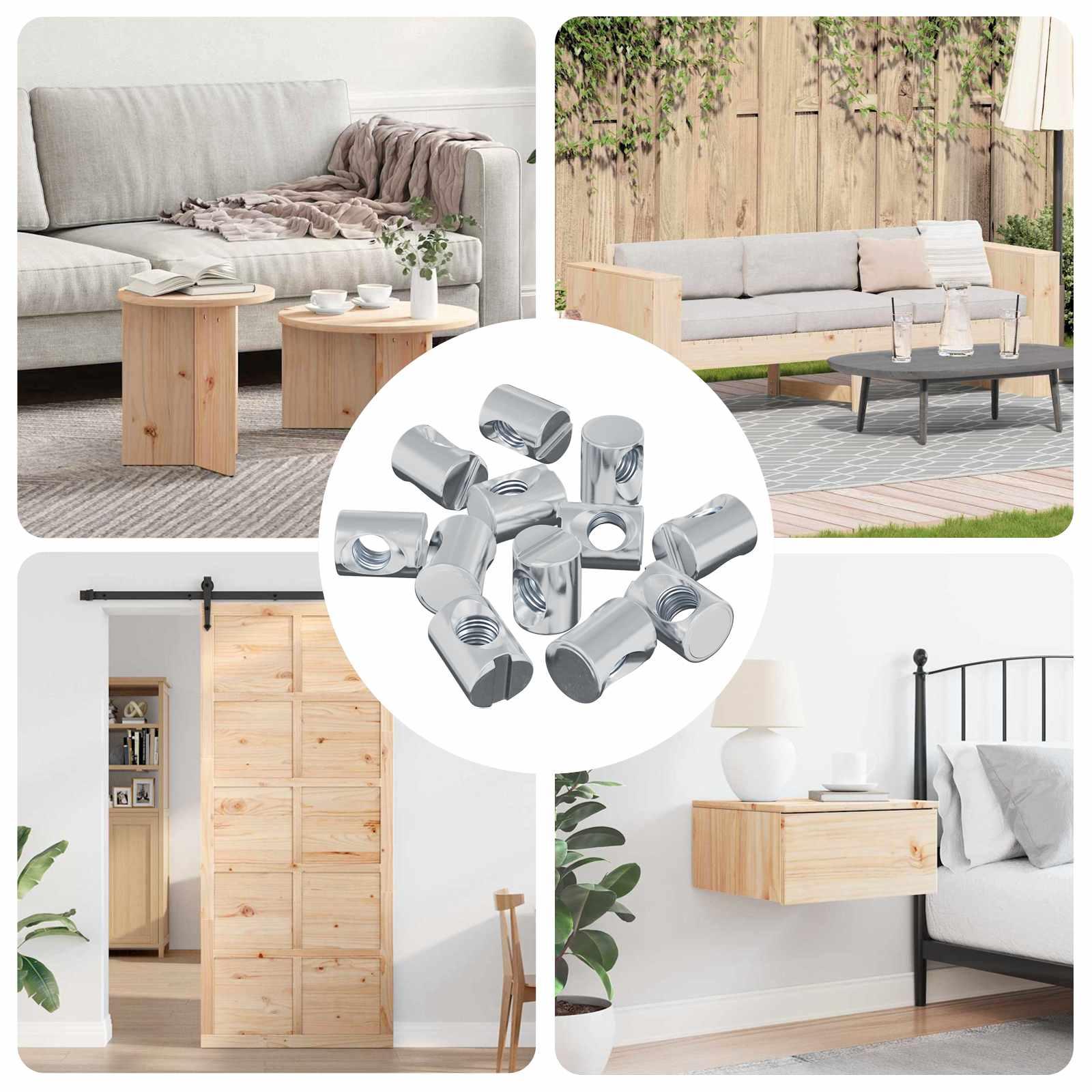 Møbel tønde møtrik 12 stk Zinkbelagt M6 x 13 mm Jern