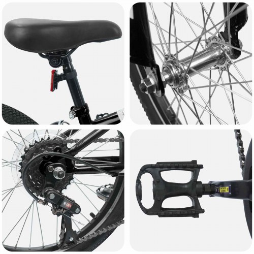 Mountainbike 24 tommer 6-Speed til 8-12 år gamle Sort