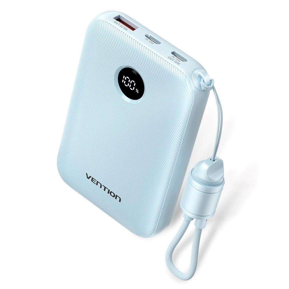 Vention powerbank 10.000 mAh - 2x USB-C, 1x USB-A, 22,5 W - blå