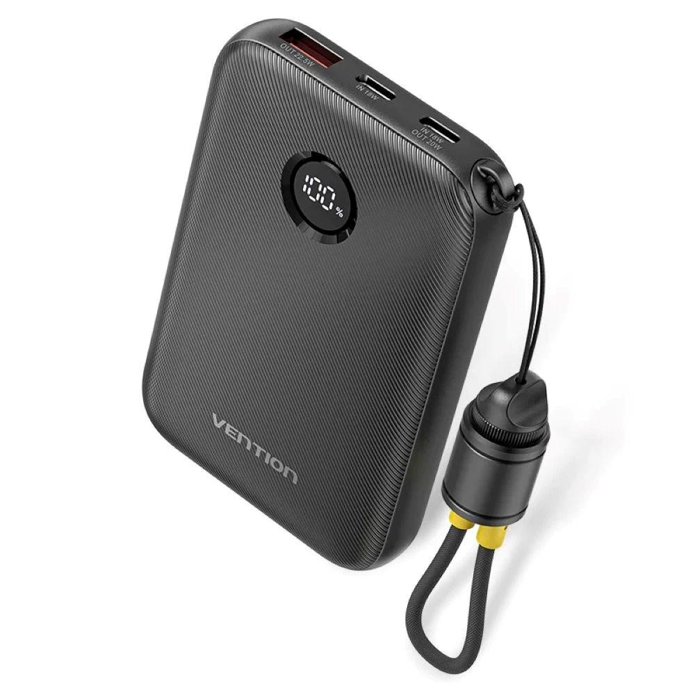 Powerbank Vention 10000mAh 2 x USB-C 1x USB-A z wyswietlaczem 22,5W czarny