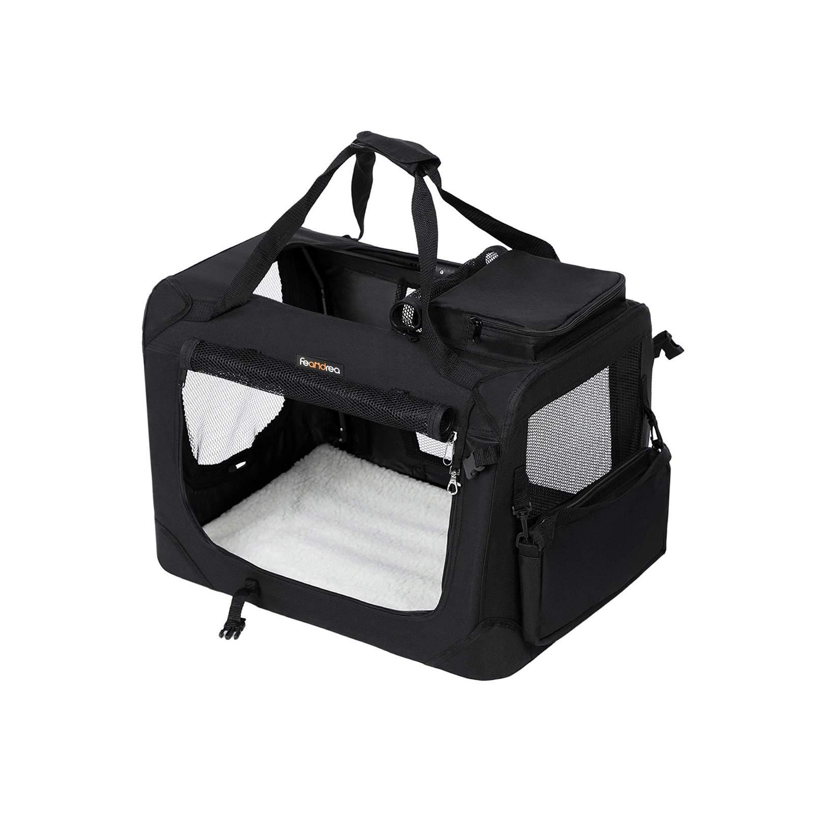 Foldbart transportbur til hund – stof, 102 × 69 × 69 cm, sort