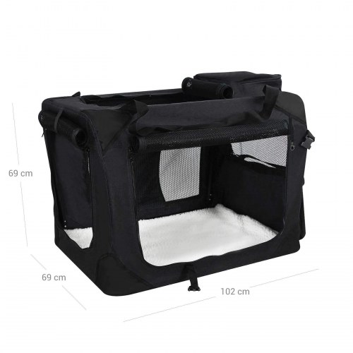 Foldbart transportbur til hund – stof, 102 × 69 × 69 cm, sort