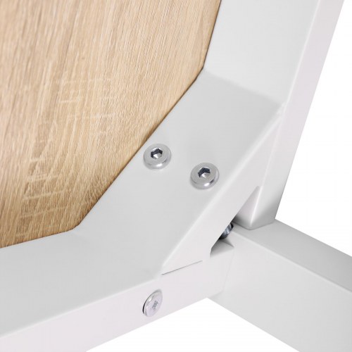 Skrivebord 120 × 60 cm – stabilt computerbord med hvidt stel og trælook, justerbare fødder