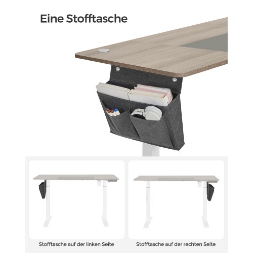 Elektrisk hæve-sænkebord 60 × 140 cm – højde 72–120 cm, splicet bordplade i hvid/greige, memory 4 niveauer, støjsvag, belastning 80 kg