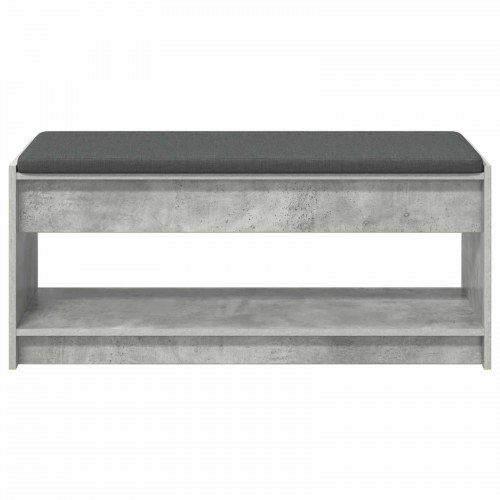 Hallbænk med pude med hylde Beton Grå 100 x 38 x 46 cm