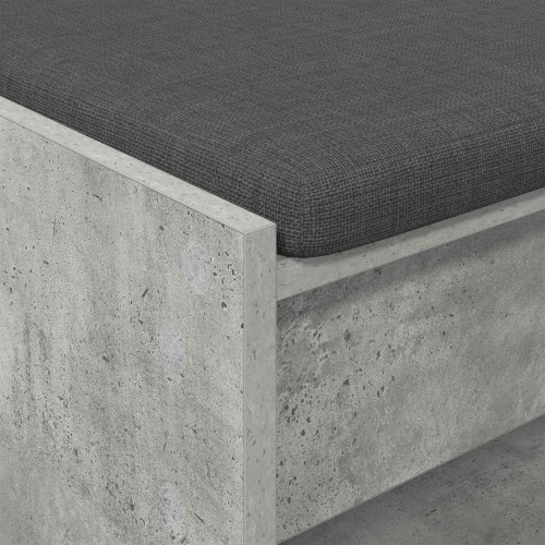 Hallbænk med pude med hylde Beton Grå 100 x 38 x 46 cm