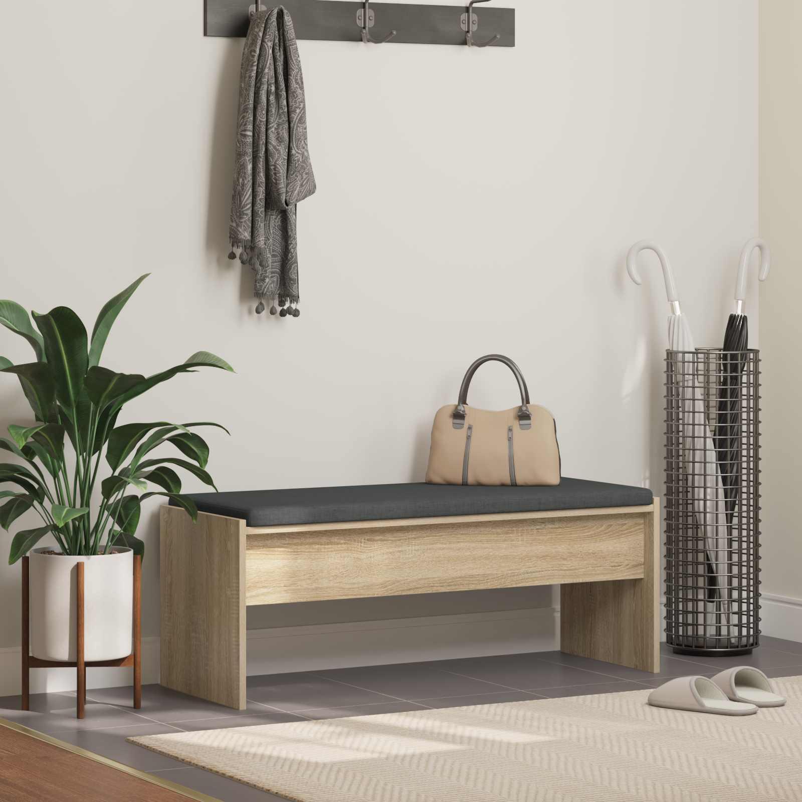 Hallbænk med pude - sonoma eg 103 × 38 × 40 cm