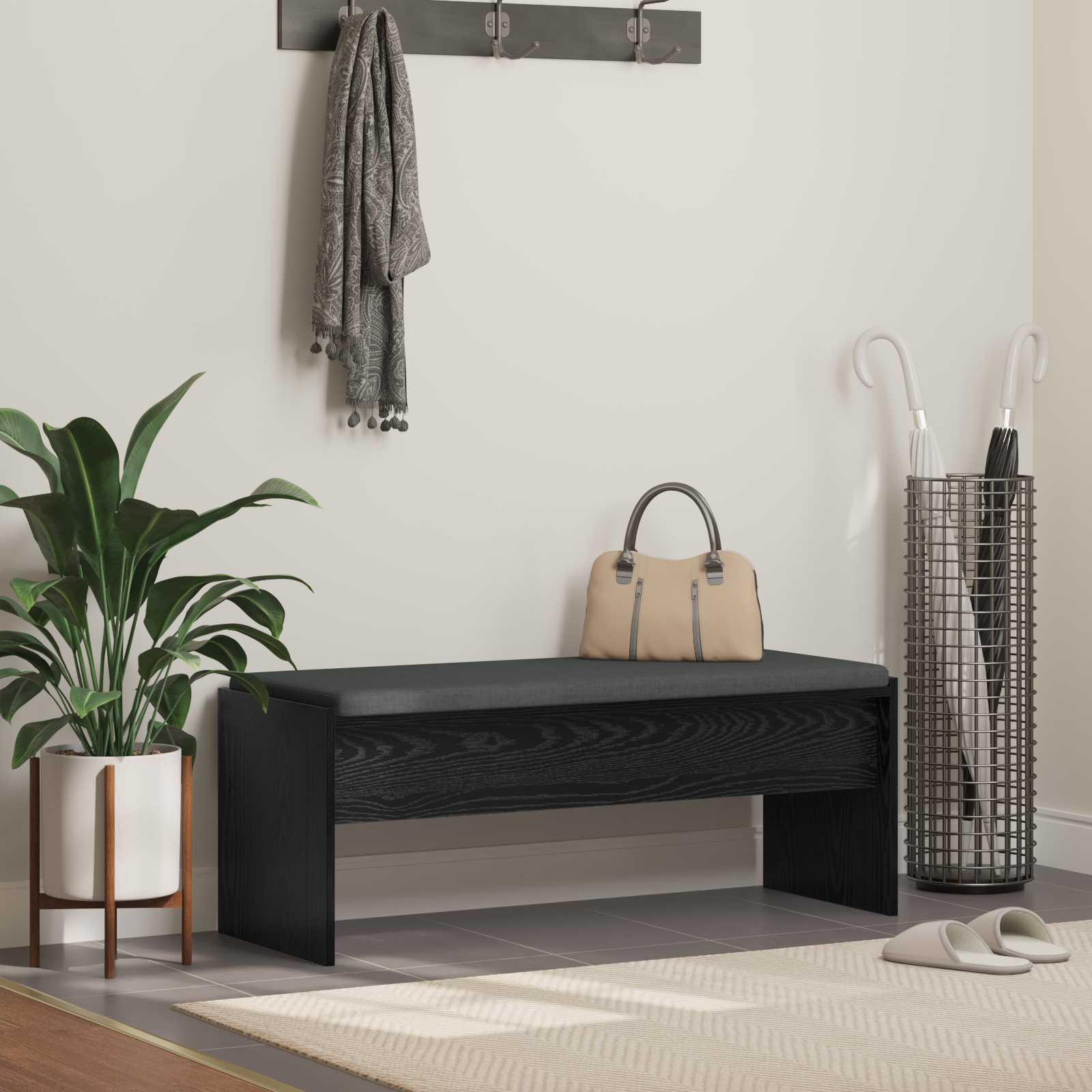 HallbÃ¦nk med pude Sort eg 100 x 38 x 46 cm