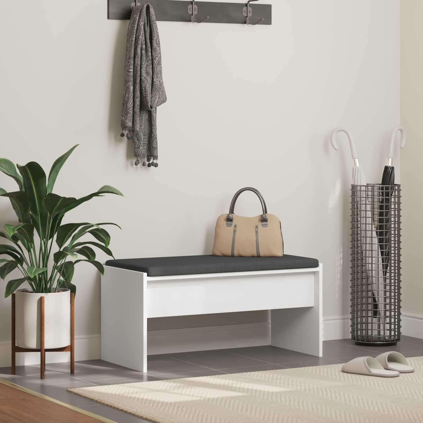 Hallbænk med pude Hvid 80 x 38 x 46 cm