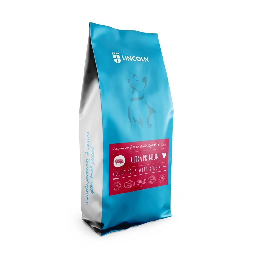 Lincoln Ultra Premium voksen hundefoder – svinekød med ris, tørfoder 12 kg (medium & large)