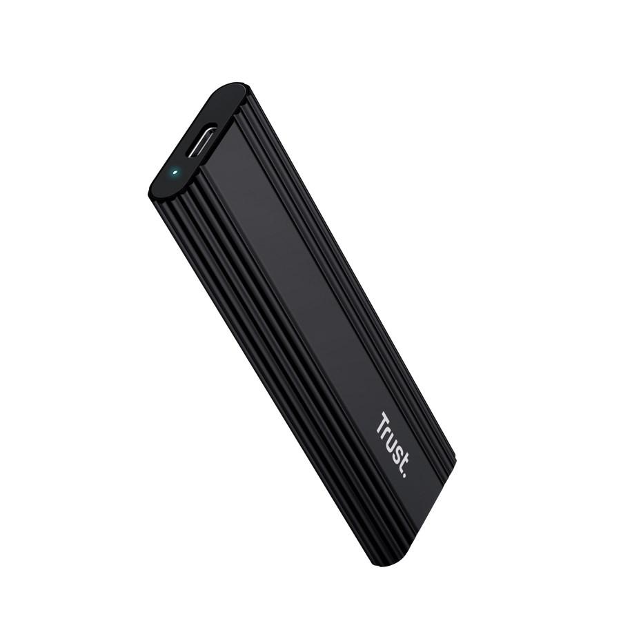 Trust 25806 M.2 SSD-kabinet - USB-C 3.2 Gen 2, 10 Gbit/s, sort