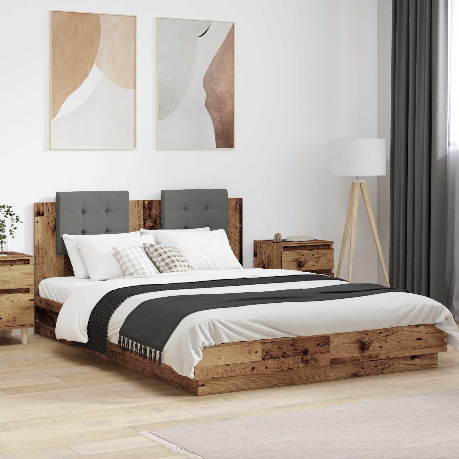 Sengestel med hovedgÃ¦rde Gammelt trÃ¦ 160 x 200 cm
