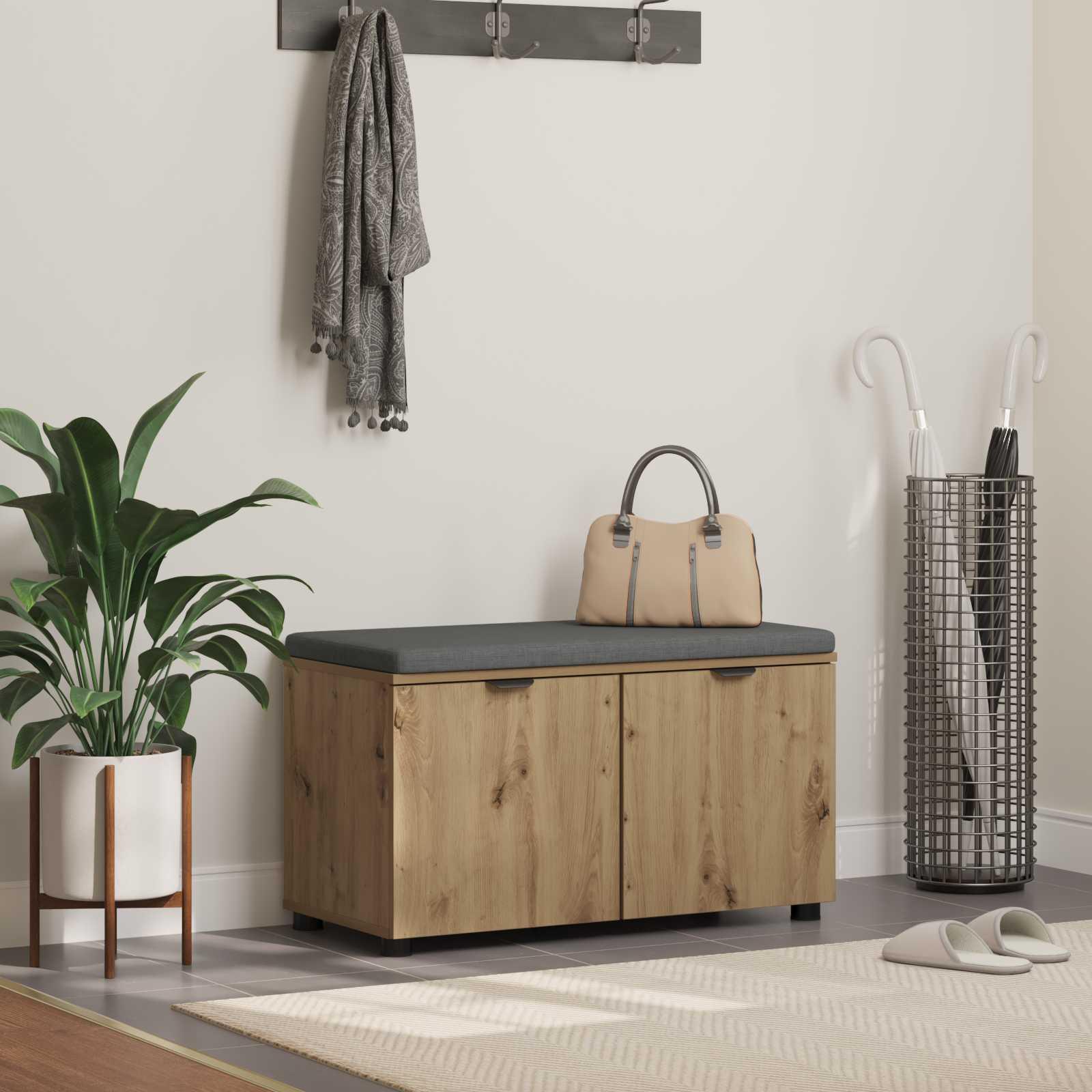 vidaXL Hallbænk Artisan Eg 80 x 38 x 46 cm Kunstigt træ og stof