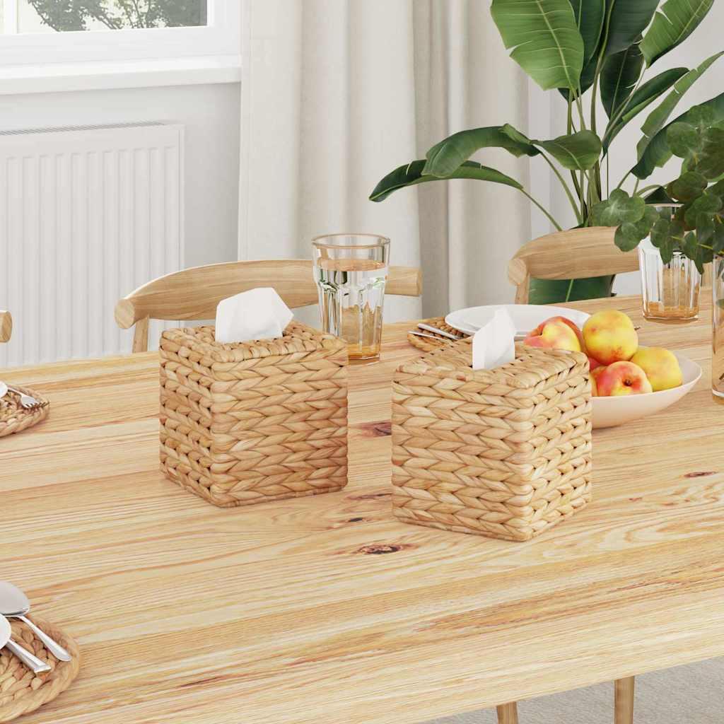 Tissue Box Covers 2 stk Naturfarvet 14,5 x 14,5 x 15 cm