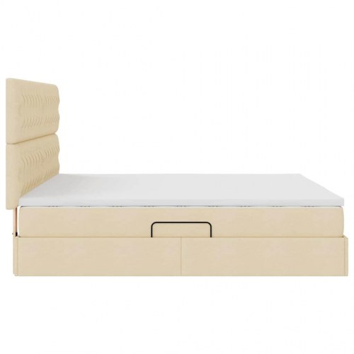 Seng med opbevaring og LED Creme 160 x 200 cm Polyester