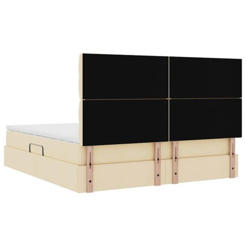 Seng med opbevaring og LED Creme 160 x 200 cm Polyester