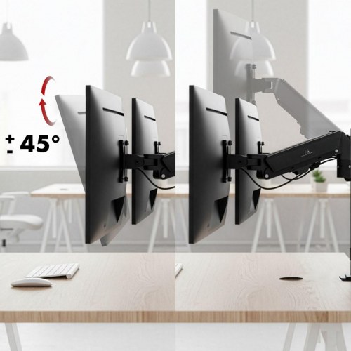 Maclean MC-136 dobbelt skærmholder med gasfjeder 17–32" – sort