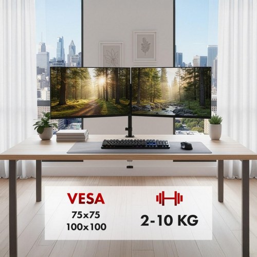 Maclean MC-136 dobbelt skærmholder med gasfjeder 17–32" – sort