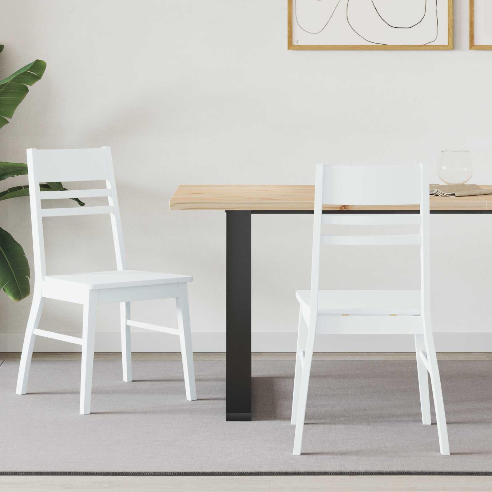 Spisestole 2 stk Hvid 43 x 54 x 89 cm Massiv Gummitræ