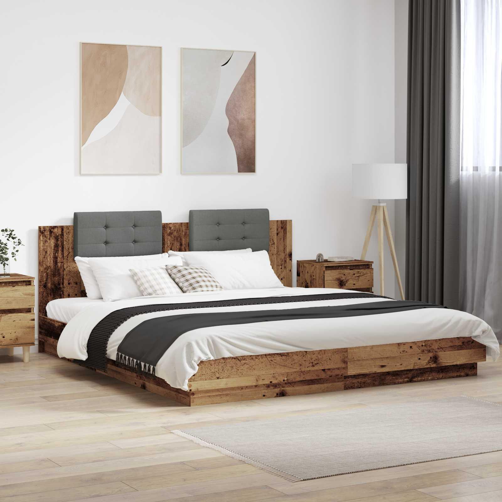 Sengestel med hovedgærde Gammelt træ 200 x 200 cm