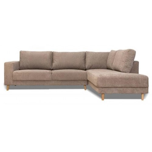 Savana hjørnesofa højrevendt i stof - Retrobliss 18, brun‑beige
