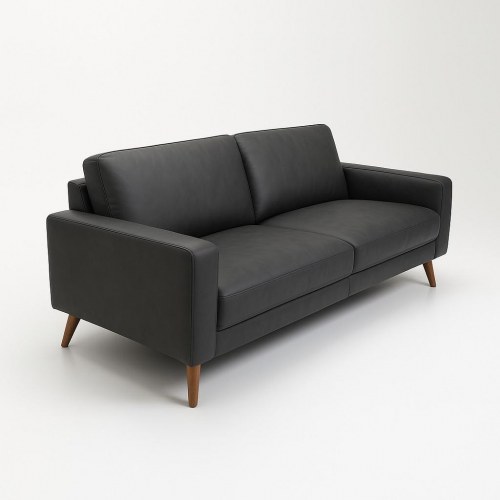 Hvidovre 2-personers lædersofa – sort