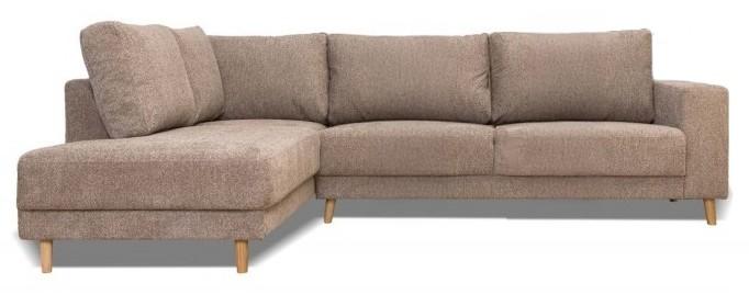 Savana hjørnesofa venstrevendt i stof - Retrobliss 18, brun-beige