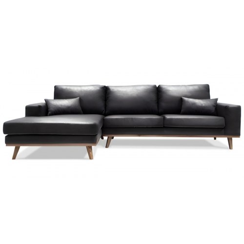 Simone chaiselongsofa - venstrevendt, sort PU læder