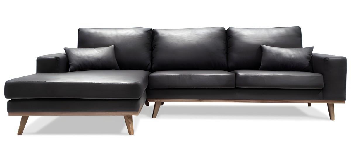 Simone chaiselongsofa - venstrevendt, sort PU læder