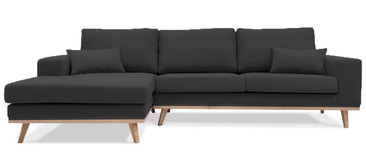 Simone chaiselongsofa - venstrevendt, sort stof