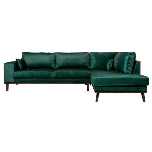 Simone hjørnesofa med åben ende - højrevendt, grøn velour