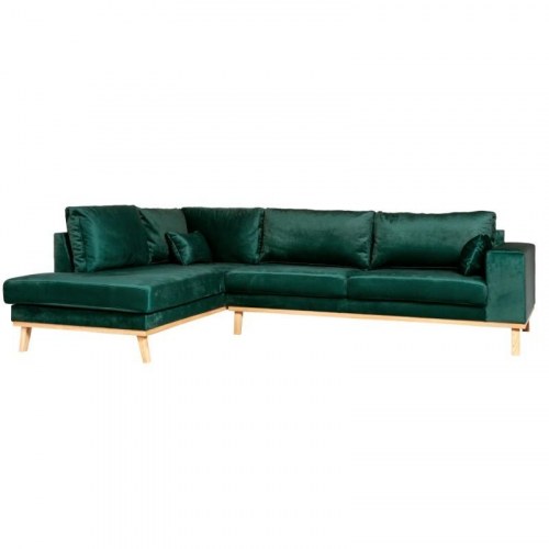 Simone hjørnesofa med åben ende – venstrevendt grøn velour
