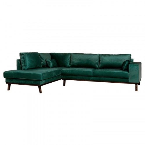 Simone hjørnesofa med åben ende – venstrevendt grøn velour