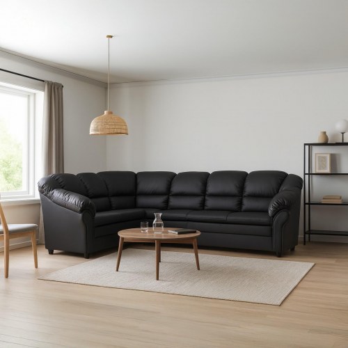 Tønder vendbar hjørnesofa - høj ryg, sort Soft PU