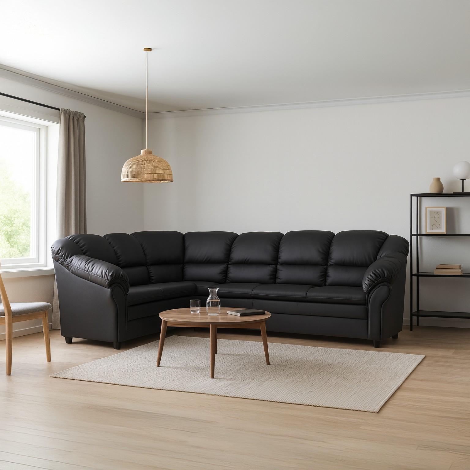 Tønder vendbar hjørnesofa - høj ryg, sort Soft PU