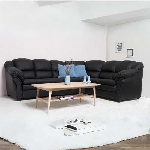 Tønder vendbar hjørnesofa - høj ryg, sort Soft PU