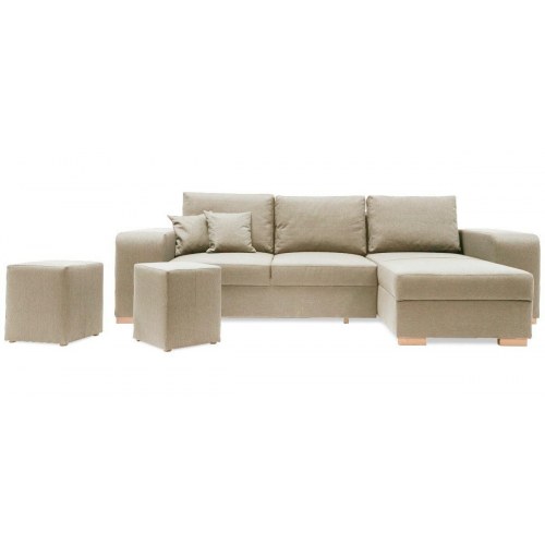 Mark vendbar sovesofa med chaiselong og 2 puffer – Beige Inari 22