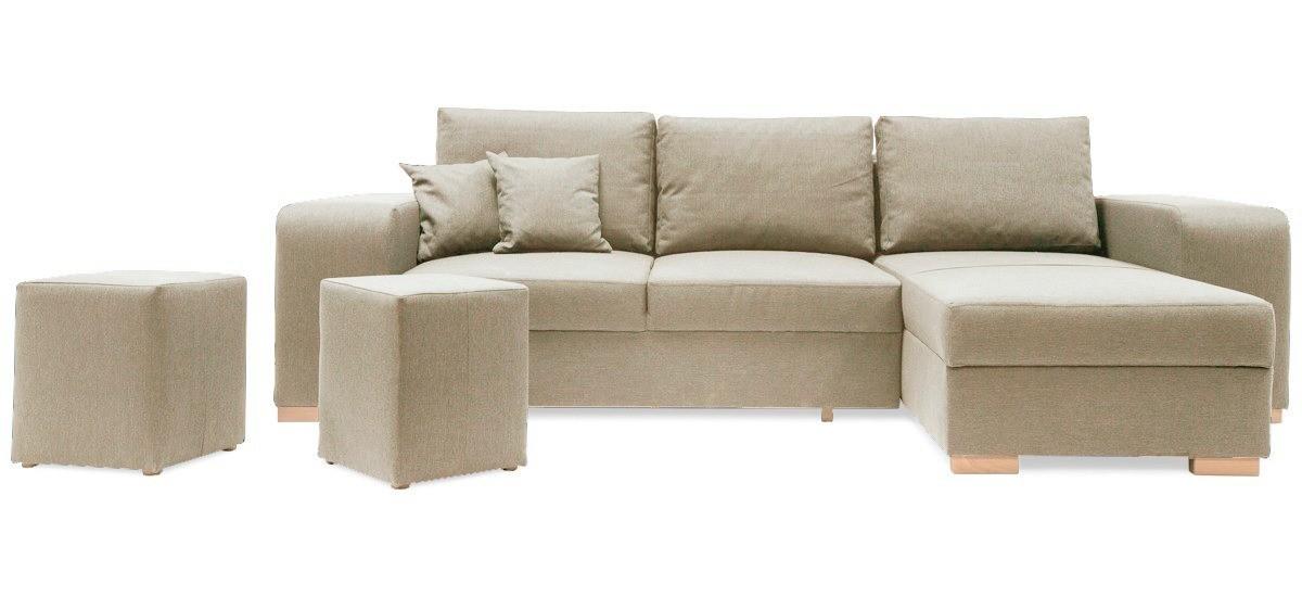 Mark vendbar sovesofa med chaiselong og 2 puffer – Beige Inari 22