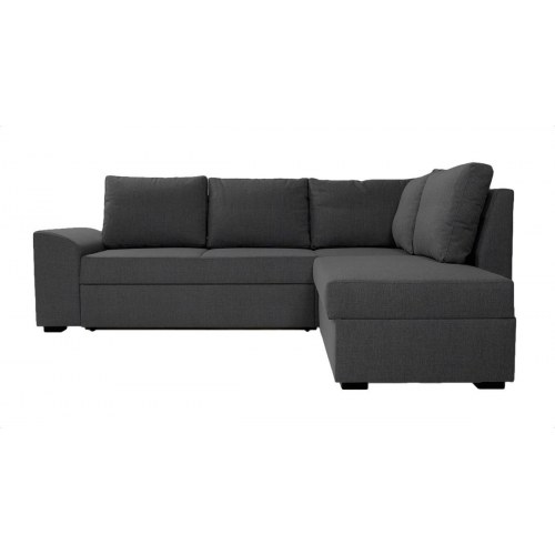 Canapé hjørnesovesofa højrevendt – grå med soveudtræk og opbevaring