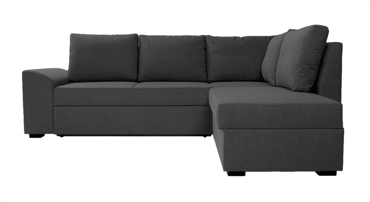 Canapé hjørnesovesofa højrevendt – grå med soveudtræk og opbevaring
