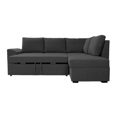 Canapé hjørnesovesofa højrevendt – grå med soveudtræk og opbevaring