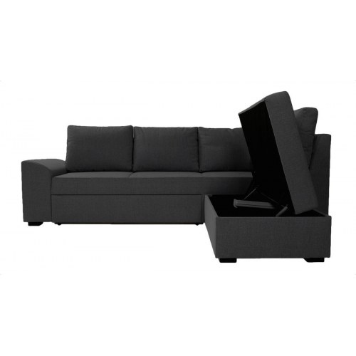 Canapé hjørnesovesofa højrevendt – grå med soveudtræk og opbevaring