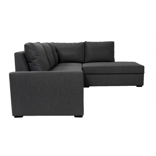 Canapé hjørnesovesofa højrevendt – grå med soveudtræk og opbevaring
