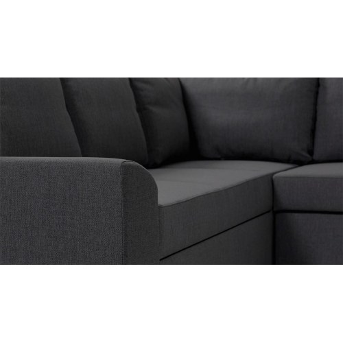 Canapé hjørnesovesofa højrevendt – grå med soveudtræk og opbevaring