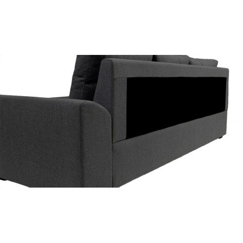 Hjørnesovesofa venstrevendt med open-end – grå stof, sengeudtræk og opbevaring