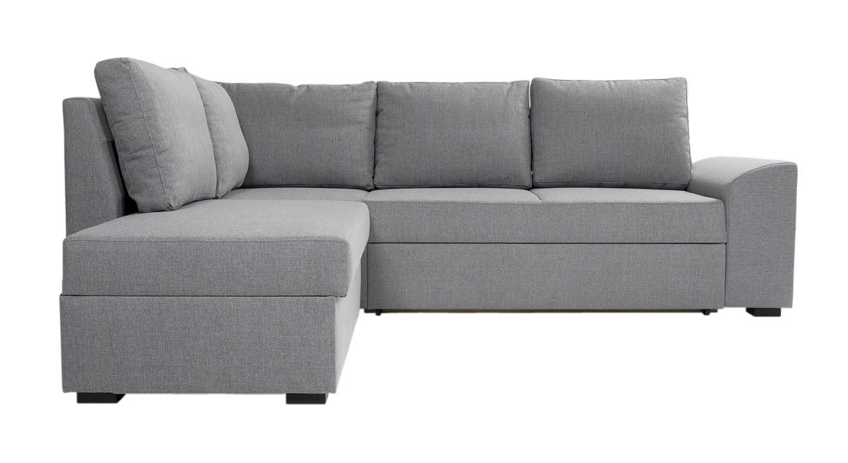 Canapé Deluxe venstrevendt hjørnesovesofa - grå med sengeudtræk og opbevaring