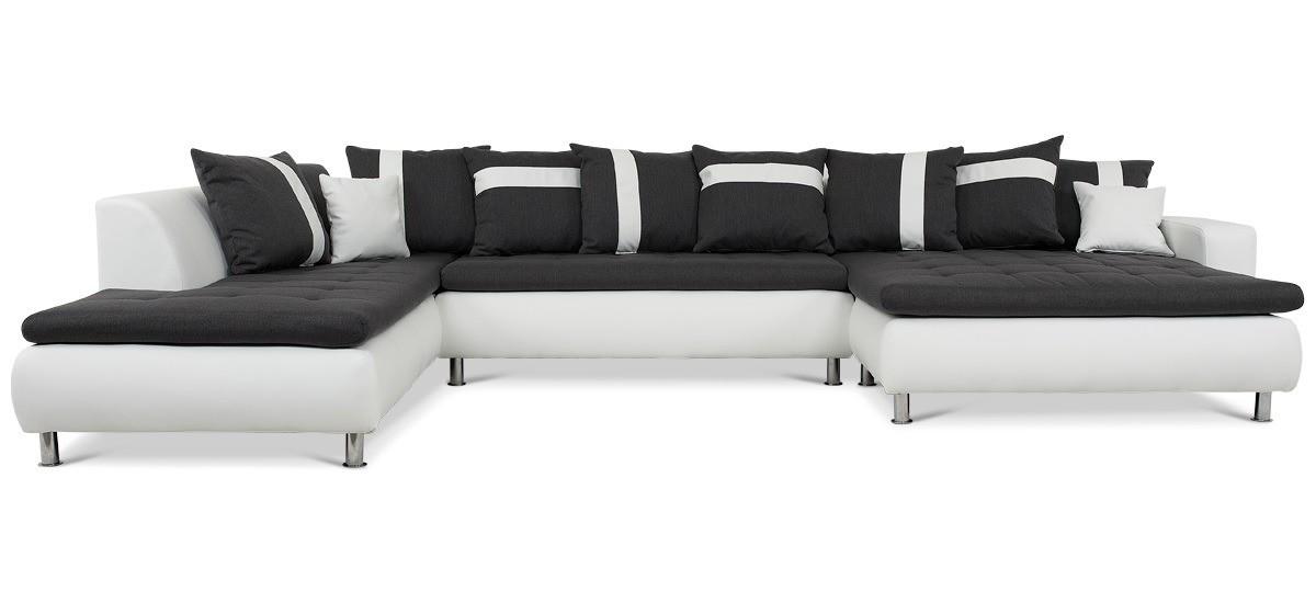 Miami XL U-sofa højrevendt – hvid tekstillæder/koksgrå