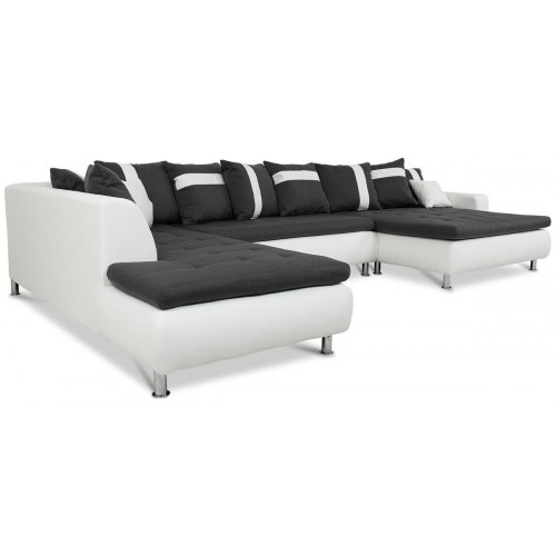 Miami XL U-sofa højrevendt - hvid tekstillæder/koksgrå