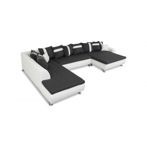 Miami XL U-sofa højrevendt - hvid tekstillæder/koksgrå
